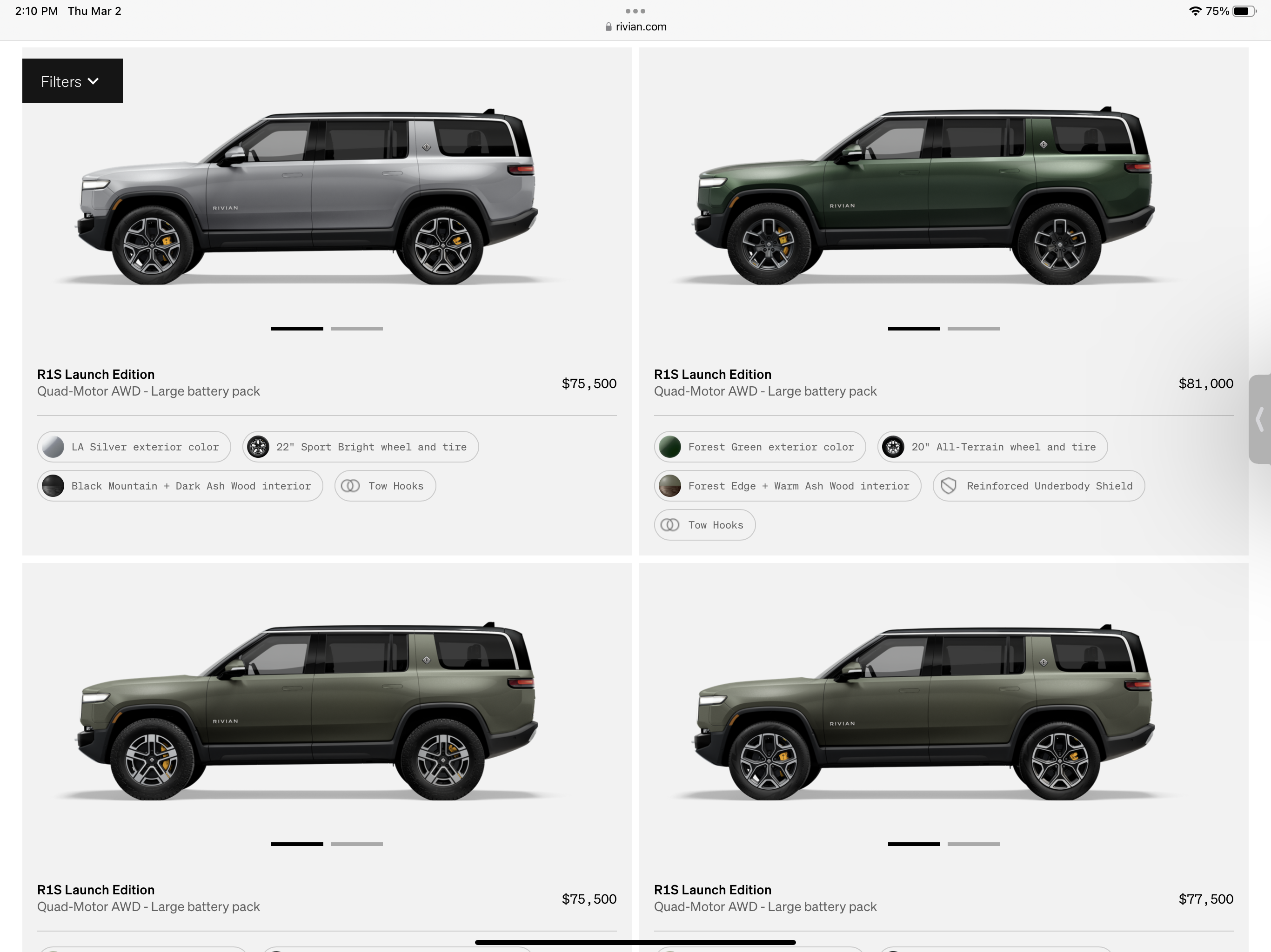 Rivian R1T R1S R1S Shop access live with lots of inventory! 2874E073-51D5-4CCC-8E38-FA4975163481