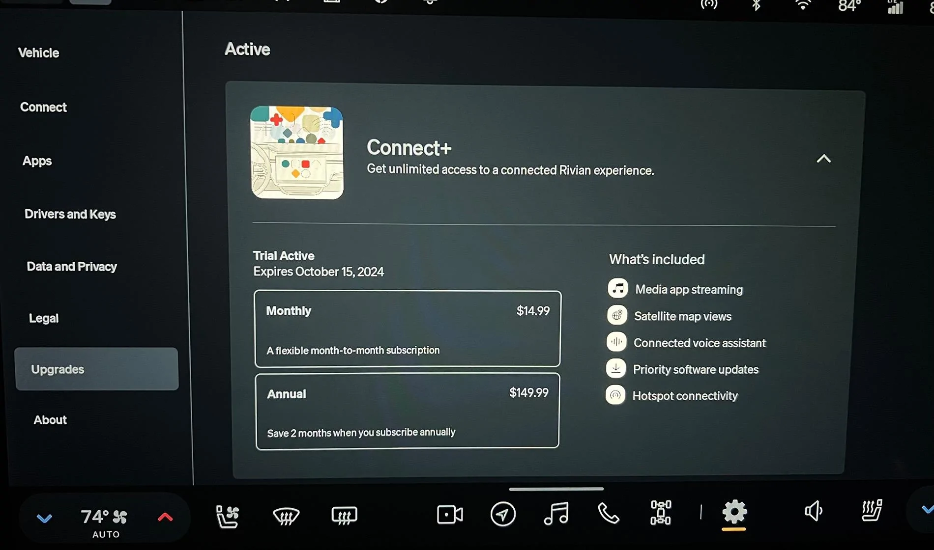 Connect+ Trial Subscription Status In-Car | Rivian Forum - R1T R1S R2 ...