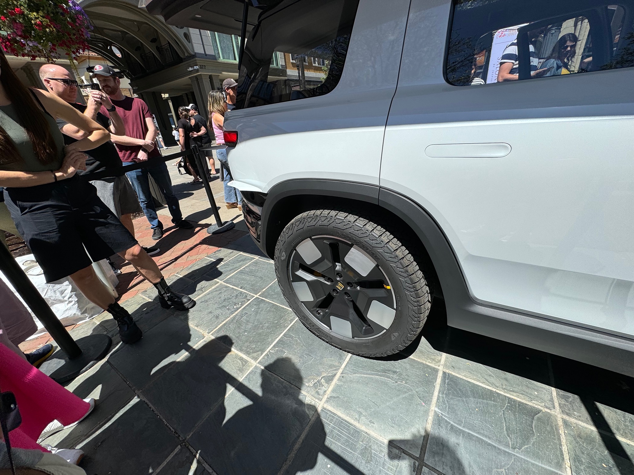 Rivian R1T R1S Strategic ways not to block two Tesla stations IMG_7282