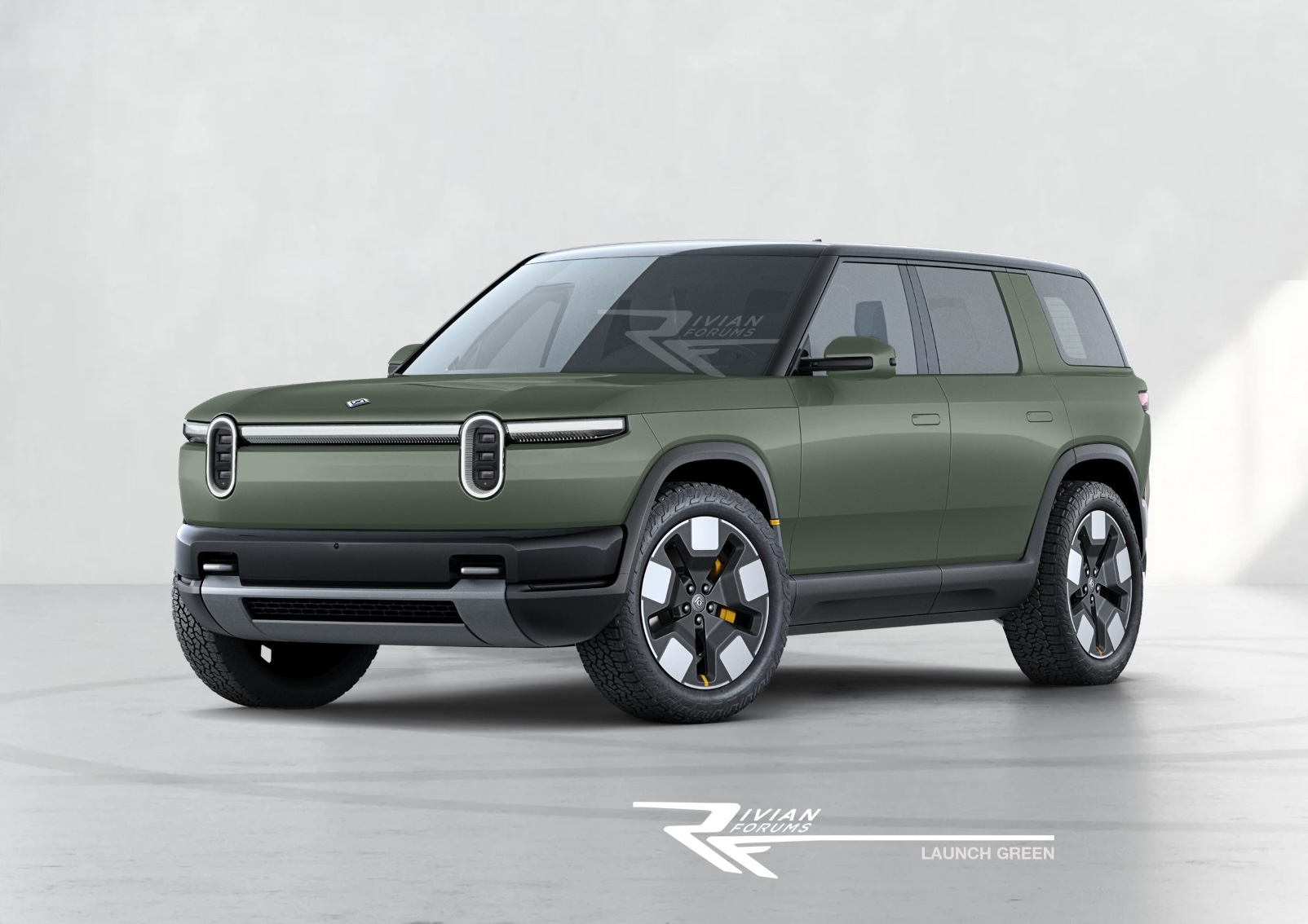 Rivian R1T R1S R2 Launch Green (Colors Preview) 🎨 R2-Front Launch Green