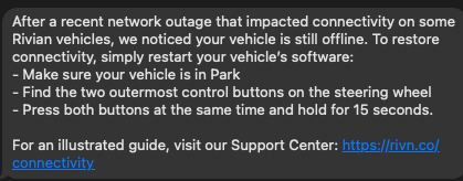 Rivian R1T R1S Network outage caused trucks to go offline Screenshot 2024-03-30 at 10.07.27 AM