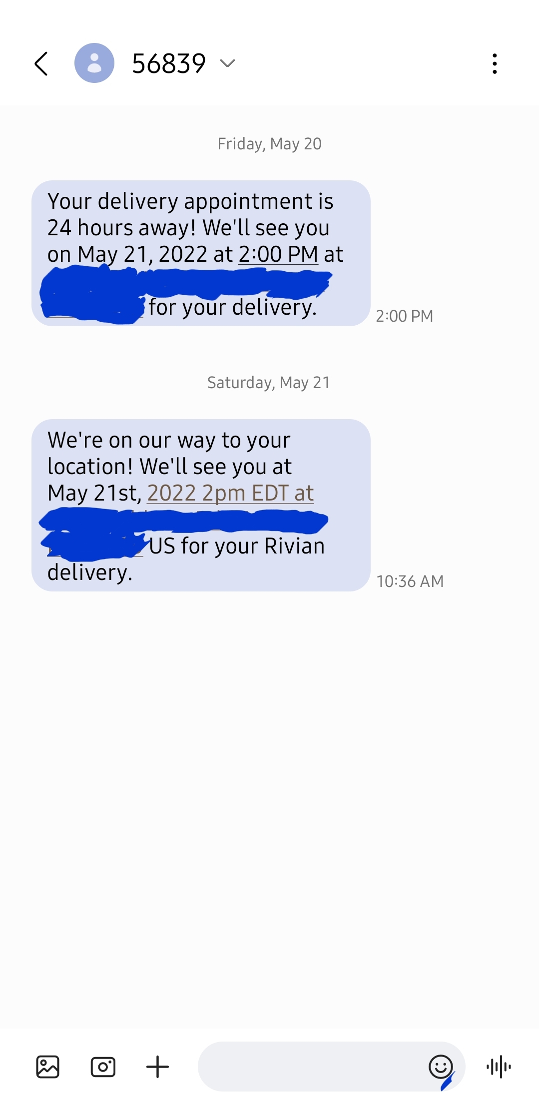 Rivian R1T R1S May/June Deliveries Thread Screenshot_20220521-111417_Messages