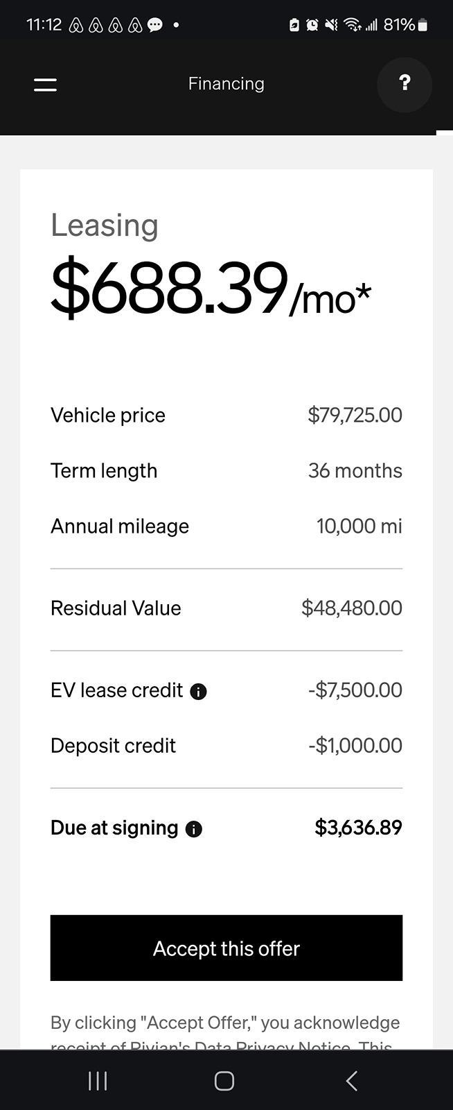 Rivian R1T R1S 2023 R1T models now Lease rates starting at $494 /mo* ! Screenshot_20240501_111209_Chrome