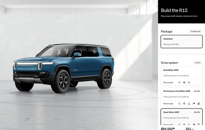 Rivian temporarily pausing R1 configurator due to production line shutdown