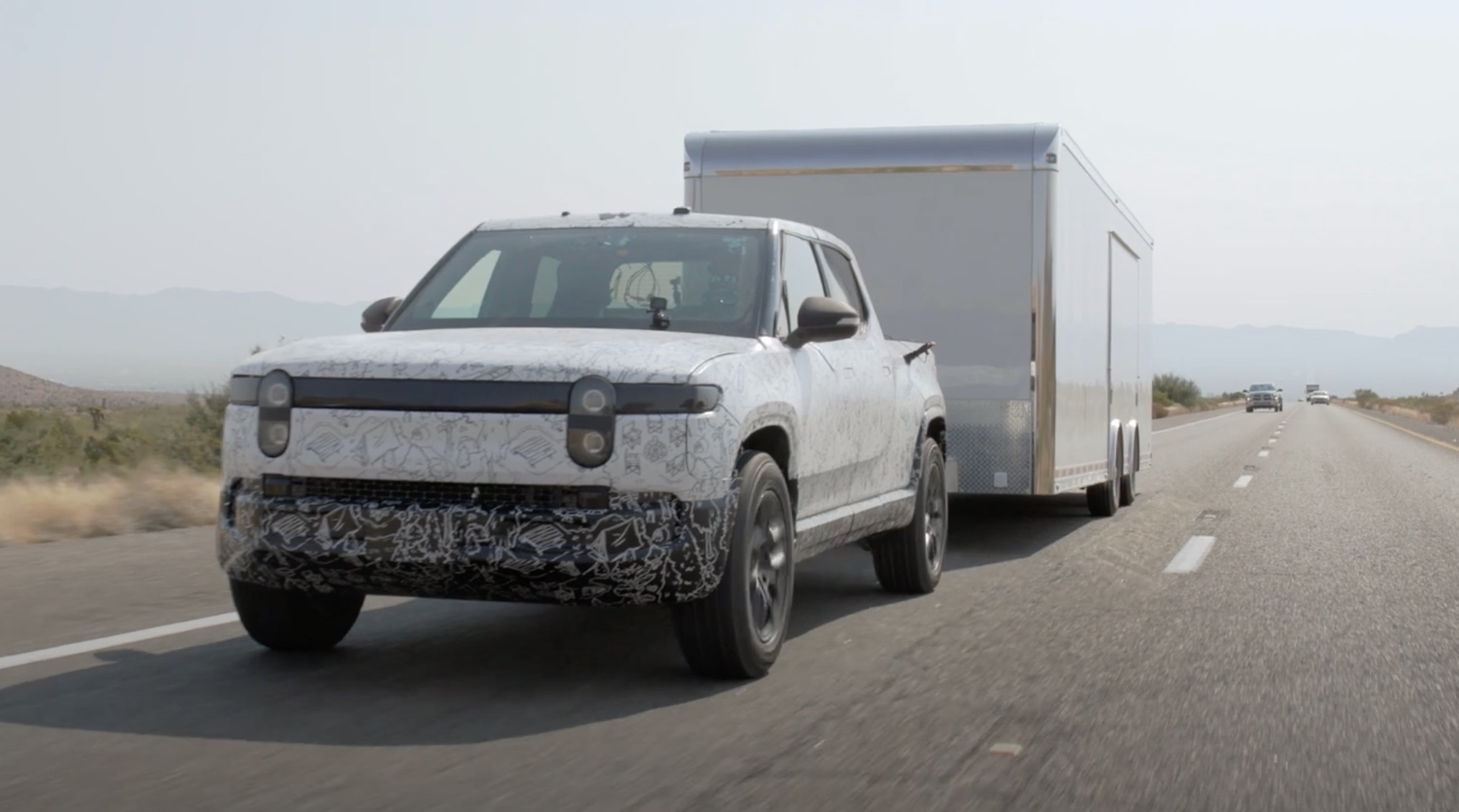 Video R1T Towing 11k lbs up high grades at 118º F Hot Weather Towing Progress Report by