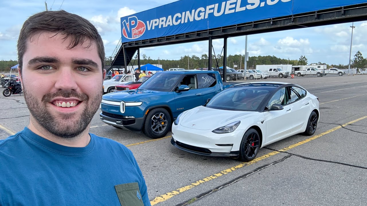 Ran my Rivian R1T against Tesla Model 3 Performance at the drag strip
