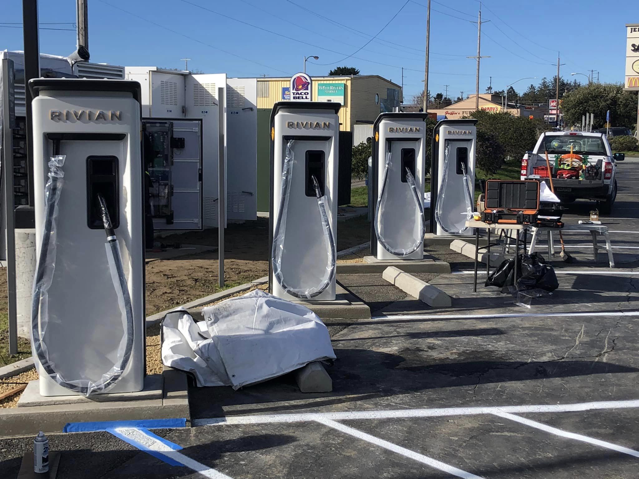 RAN Rivian charging stations currently being installed in Crescent City