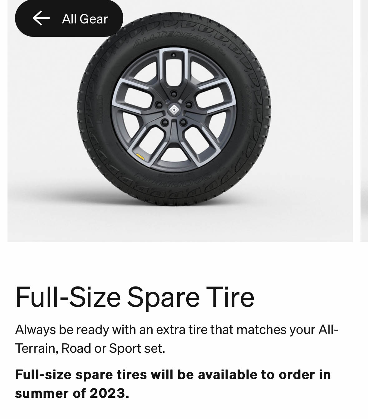 FullSize Spare Tire listed in Rivian Gear Shop! Rivian Forum R1T