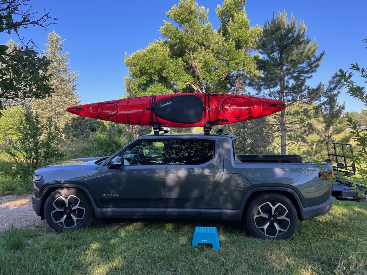 70 mile round trip with kayak and cargo basket on R1T roof achieves